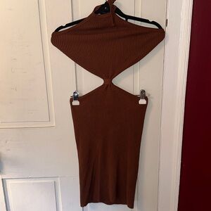 Cutout ribbed mini dress halter top